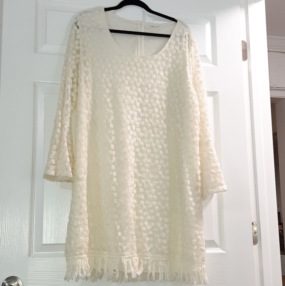 Indigo Soul 2X White Cotton Dress